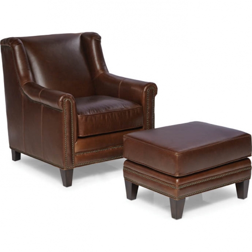 Pendleton Ottoman in Trends Walnut Top Grain Leather